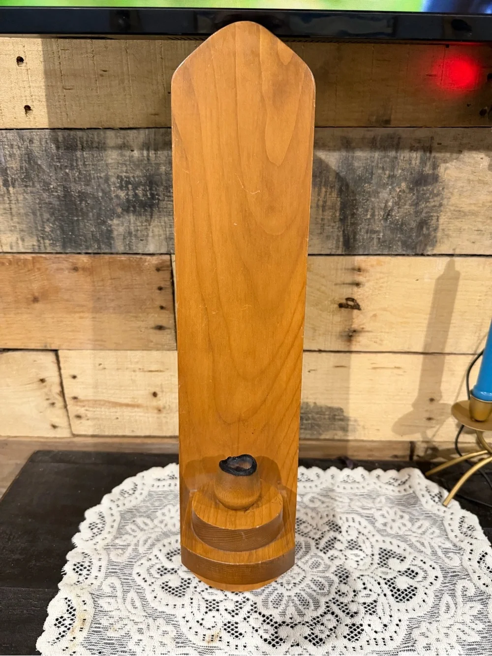Wooden Wall Sconce Candle Holder - Warm Honey Brown